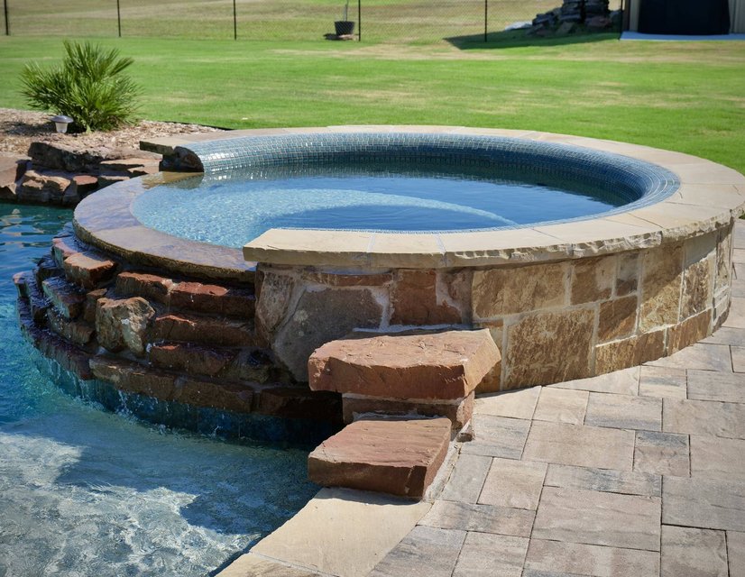 Custom pool with raised spa